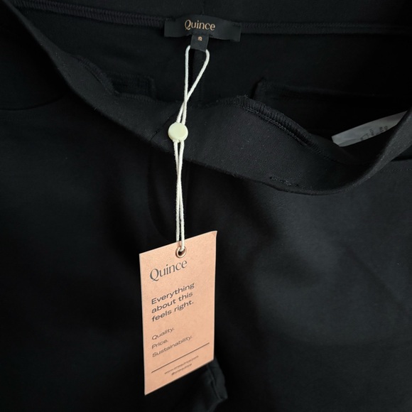Quince Black Ultra Stretch Ponte Straight Leg 4 Pocket Pants NWT Small TALL Work - Picture 13 of 16
